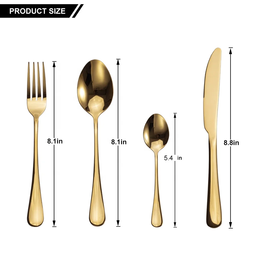 Snyno высококачественный набор золотых столовых приборов из нержавеющей стали, 24 шт., Подарочная коробка, столовые приборы золотого цвета, набор столовых приборов с футляром