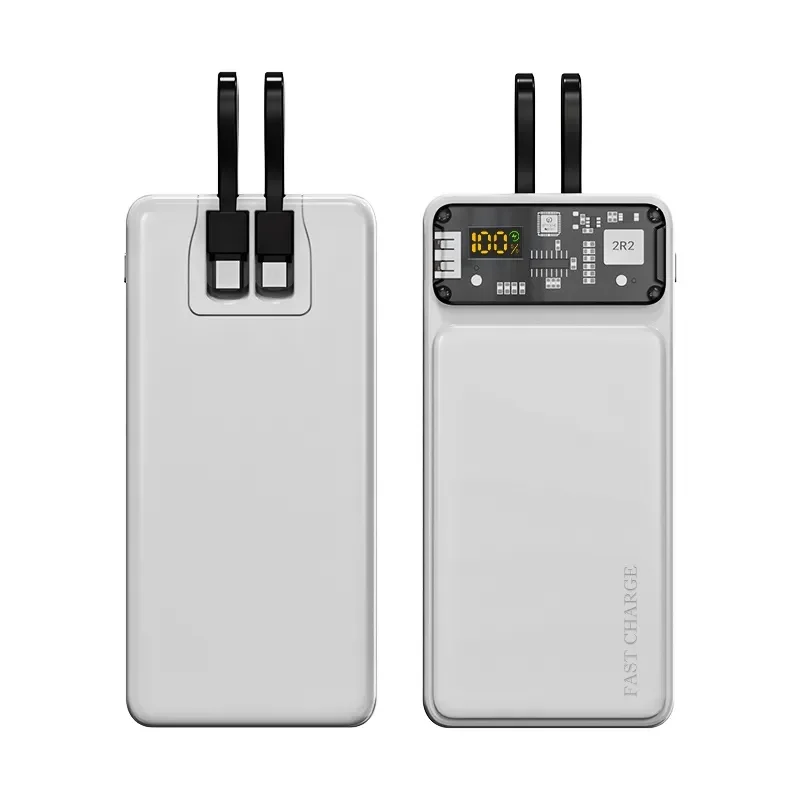 OEM настроить внешний аккумулятор Powerbank Портативное зарядное устройство PD QC Быстрая зарядка с кабелем типа C прозрачный Power Bank 20000 мАч
