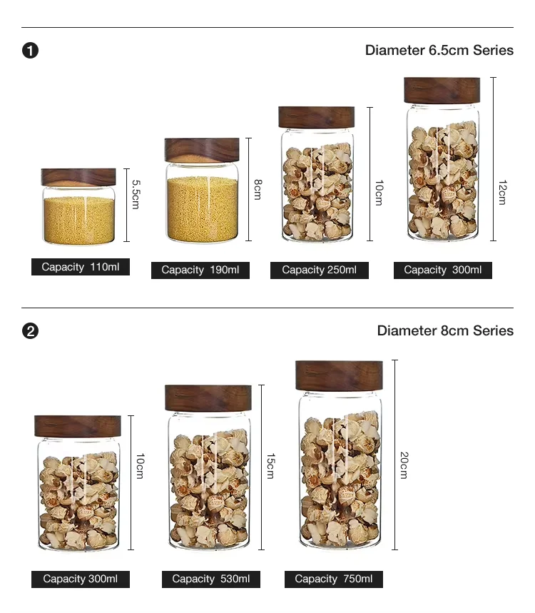 Wholesale empty jars glass round shaped storage glass food cookie jar