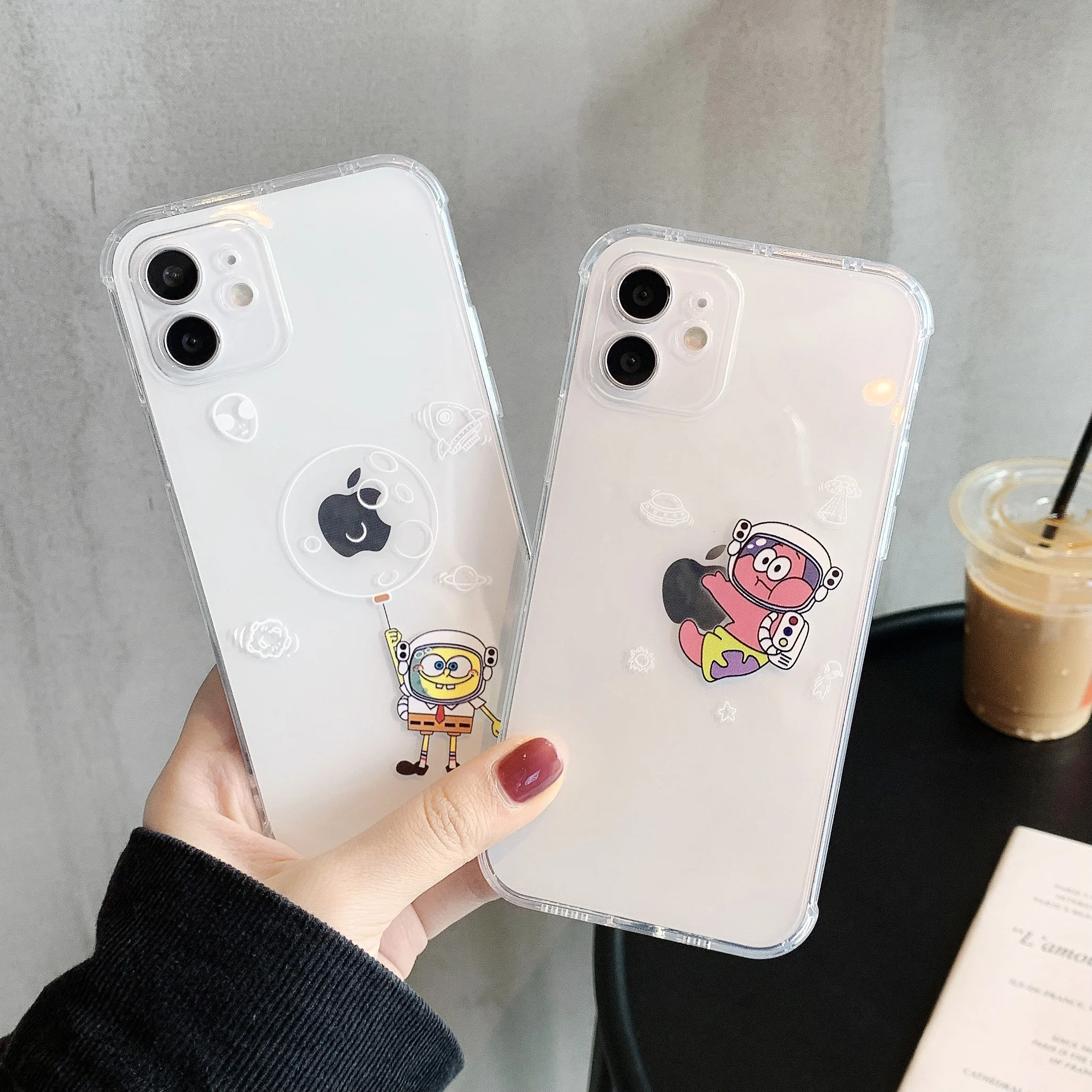 Креативный мультяшный Прозрачный чехол для мобильного телефона Губка Боб iPhone12PRO/11 для Apple XS противоударный защитный чехол