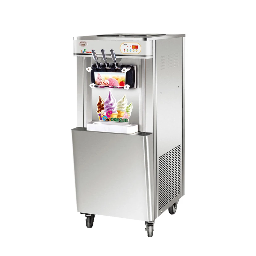 Commercial Floor Standing Soft Gelato Ice Cream Machine 3 Flavor Icecream Maker