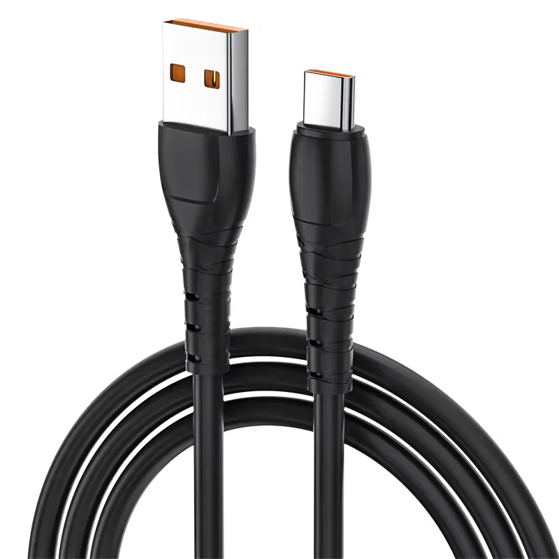 Mobile Phone Accessories White Black 3A USB Data Cables Type C Charging Cable 1 Meter Long