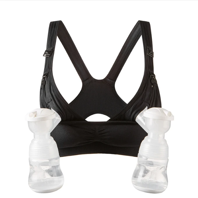 Wholesale Seamless Double Buckle Yoga Sports Beauty Back Maternity Breast Pumping Hands-Free Pregnancy Nursing Bra