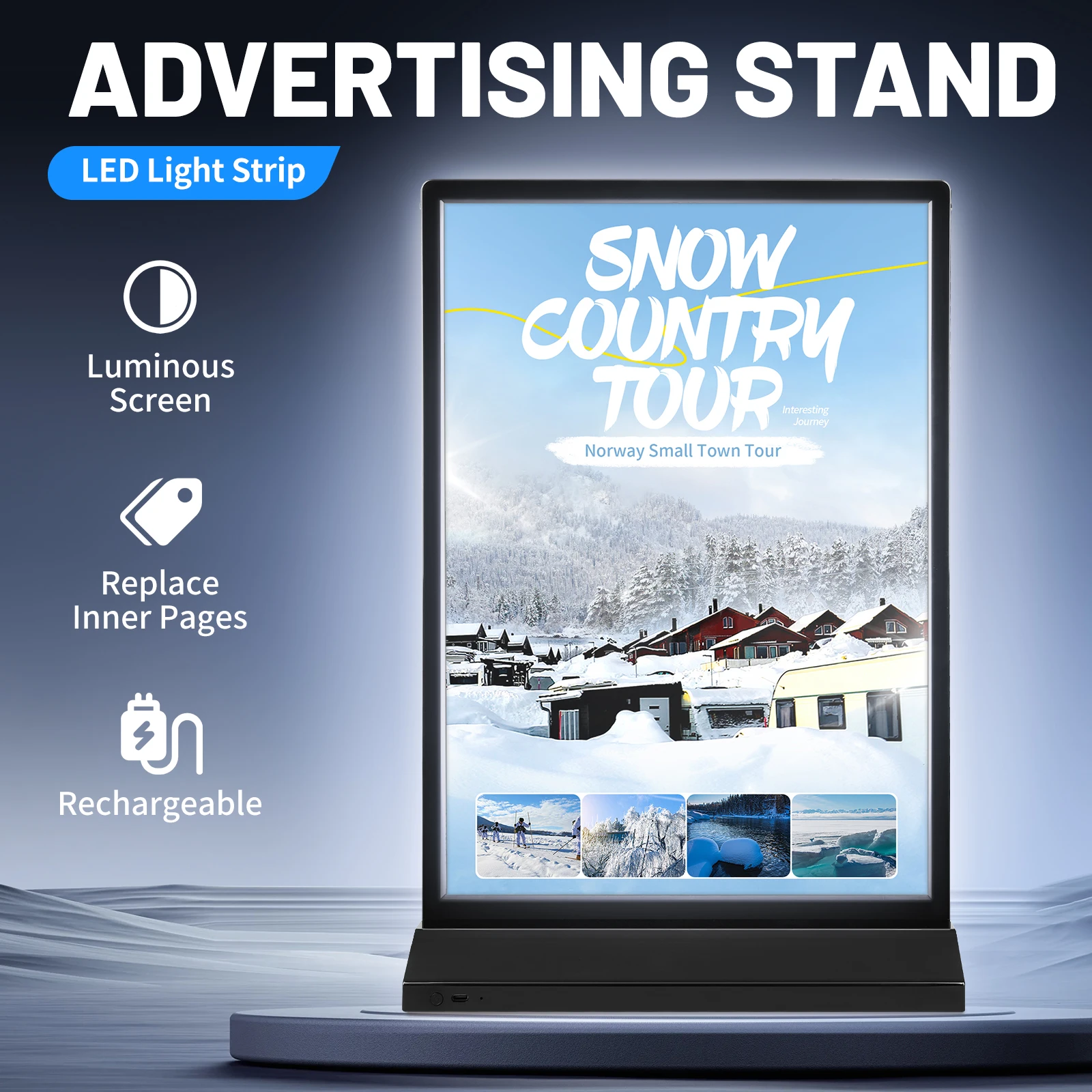 Kejea LED display card stand high quality advertising promotion menu stand rechargeable light box