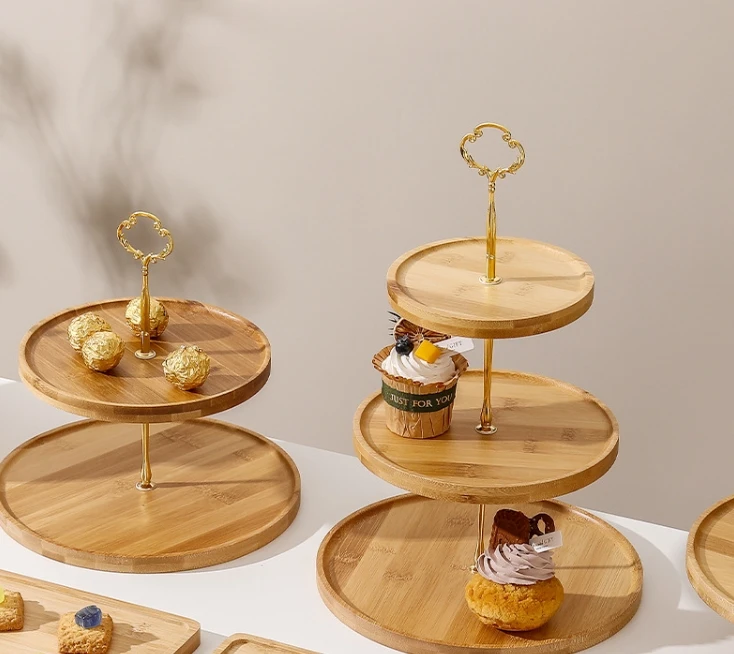 Custom 2 Tiered Tray Stand Wood Cake Stand Serving Tray For Farmhouse Kitchen Room Decor