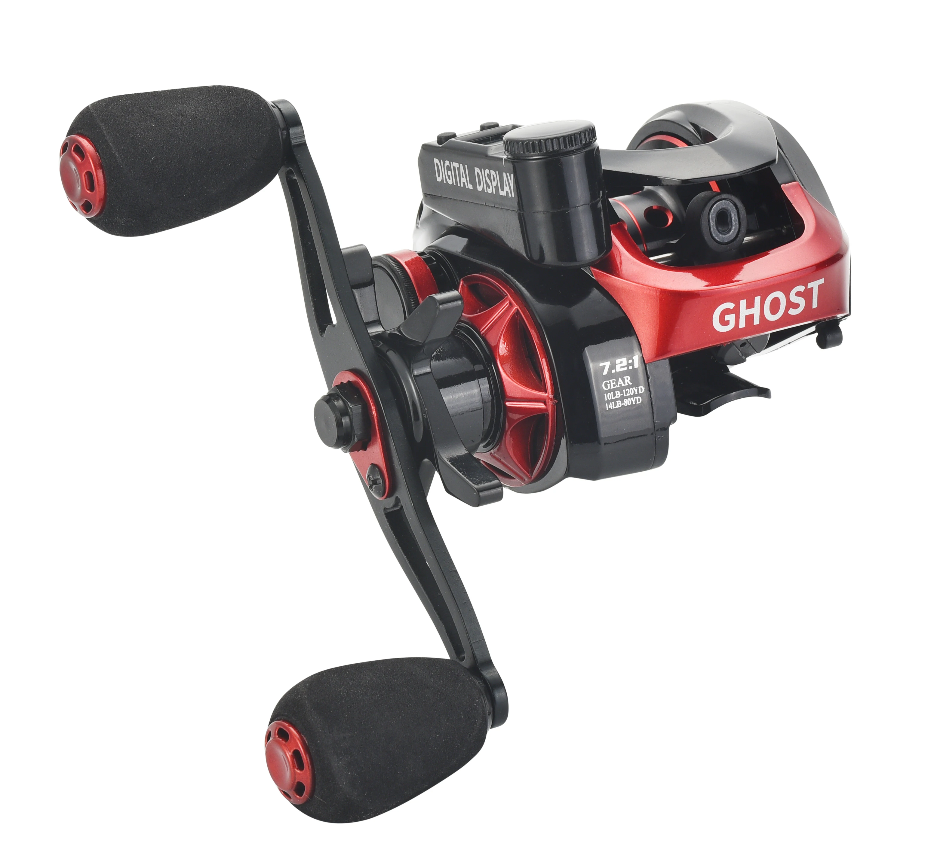 digital display 8KG drag clicker baitcasting reel with 17+1BB metal handle of multifunctional big game baitcast fishing reel