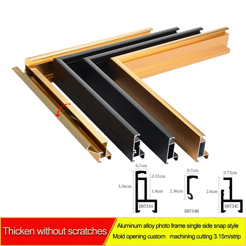 A1-A6 Black Titanium Gold Single Strip Opening Aluminium Frame Diploma Metal Frame Aluminum Clip Photo Picture Snap Frame