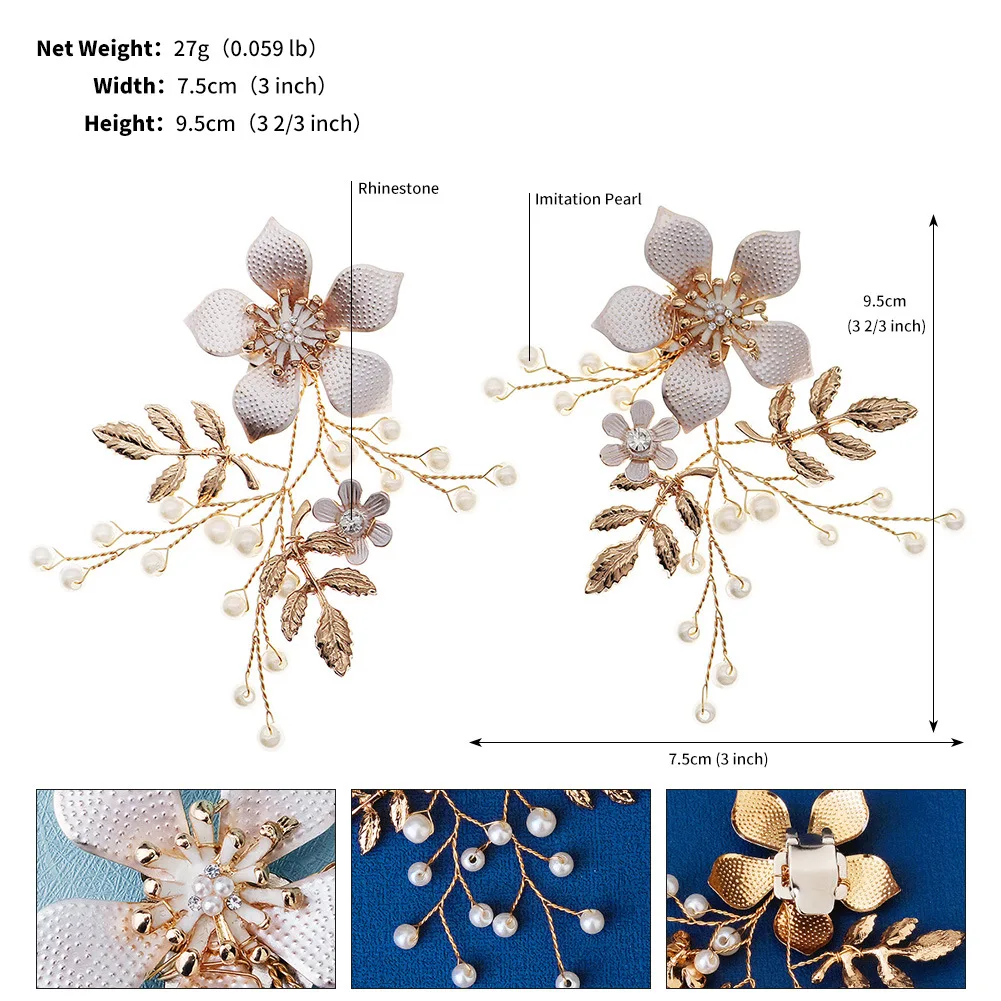 AW Bridal footwear Handwoven Leave Flower shoes Flower Fairy High Heel accessories Removable shoe clips crystal buckle for women