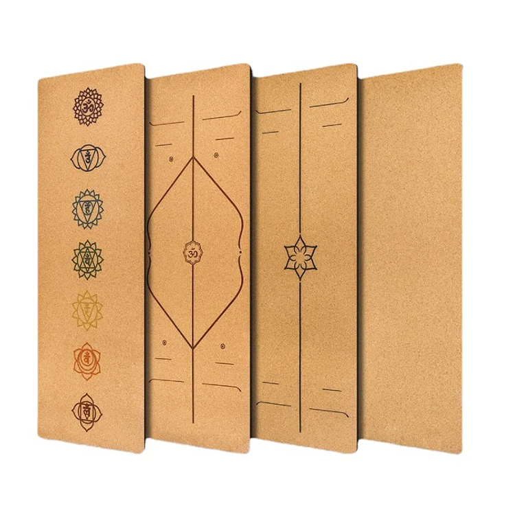 100% natural eco friendly organic custom pattern 5mm 6mm tpe cork yoga mat cork