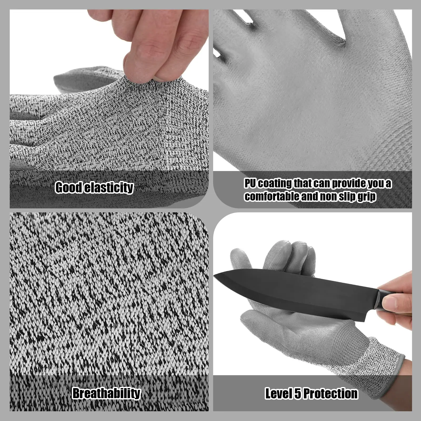 Profional Work Safety Proof Cut Resistant Glove Level 5 Anti-Cut Pu Nitrile Coated in Heat Resistant HPPE Material
