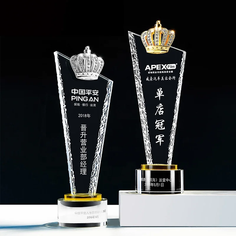 3D 25th Acrylic Award Soccer Anniversary Free Design Glass Plaque and French Corner Trophy Supplies