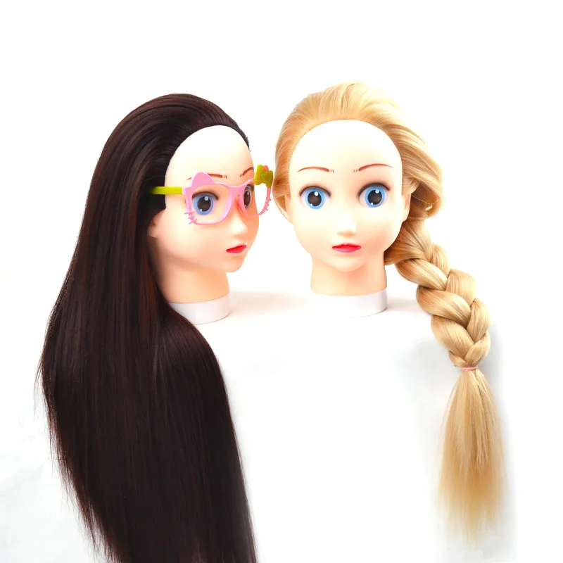 Salon Styling hair head training Cosmetology Doll Head Synthetic Fiber Hair Hairdressing Training Model Hair mannequin head
