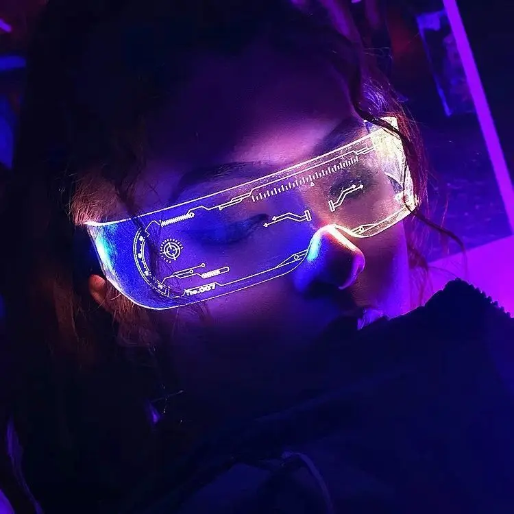 Новые поступления 2022 года, супер крутые реквизиты для атмосферы для мужчин и женщин, для ночного клуба, дискотеки, технологии будущего, для вечеринки, бара, кибер-клуба, Панк светодиодные очки