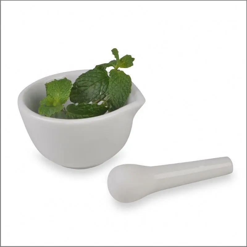White Ceramic Mixing Grinding Bowl Porcelain Mortar Pestle Spice Herb Pesto Guacamole Ceramic Mortar And Pestle