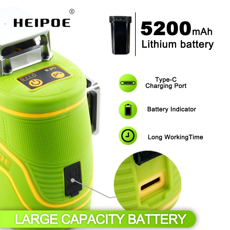 PRO HEIPOE MTM350B   3D 12 Lines 360 Green Beam Self-Leveling Horizon Vertical Laser Levels