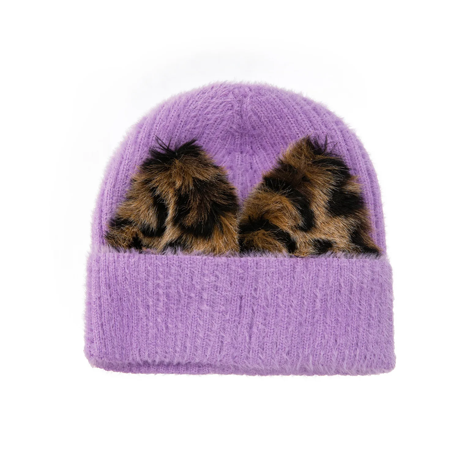 New style hot sale winter new ladies woolen warmth cap pure color plush ear knit hat ladies Ski Beanie for women wholesale