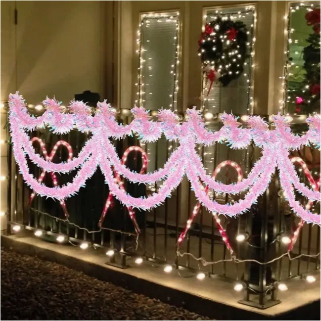 Hight Quality Pink Metallic Streamers Celebrate Holiday Indoor And Outdoor Supplies Christmas Party Background Decoration