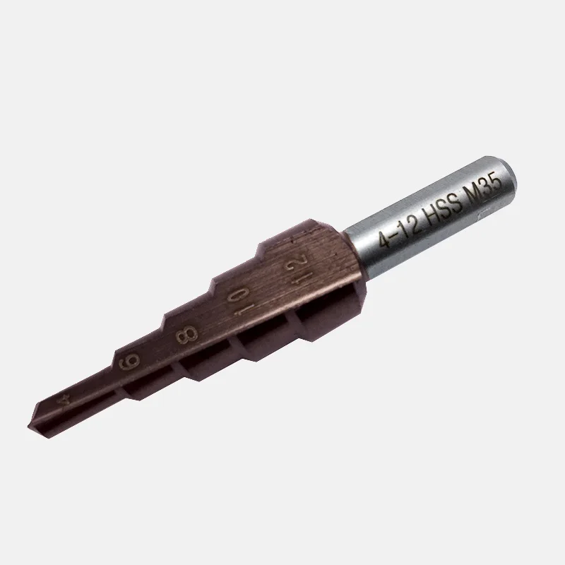 HSS M35 4-12-22-32mm Step Cobalt Triangle  Handle Straight Grooved Step Drill Bits For Sheet Metal Drilling for suppliers