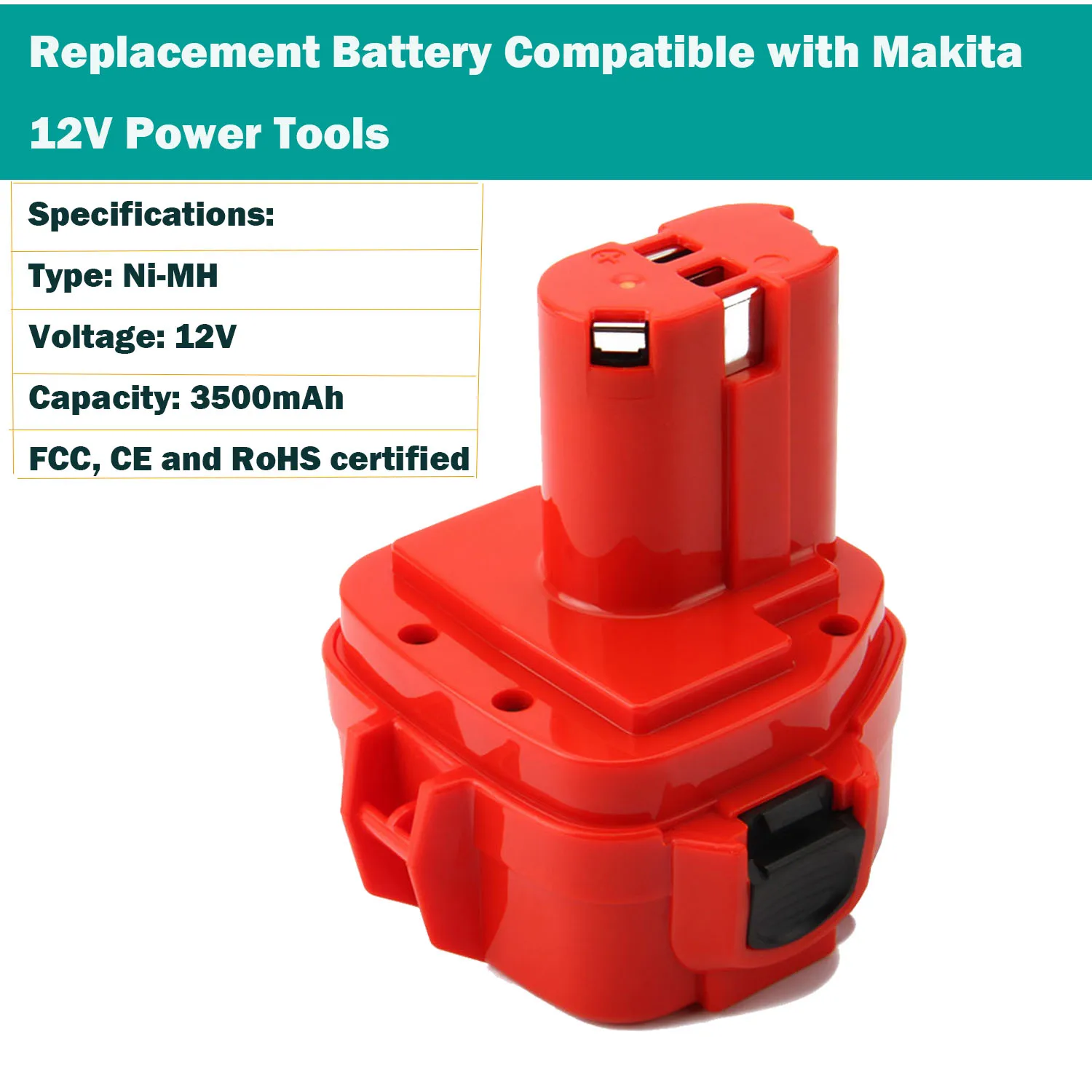 Rechargeable 12V 3.5Ah NI-MH Cordless Power Tool Battery for Makita PA12 1220 1222 1233 1234 1235