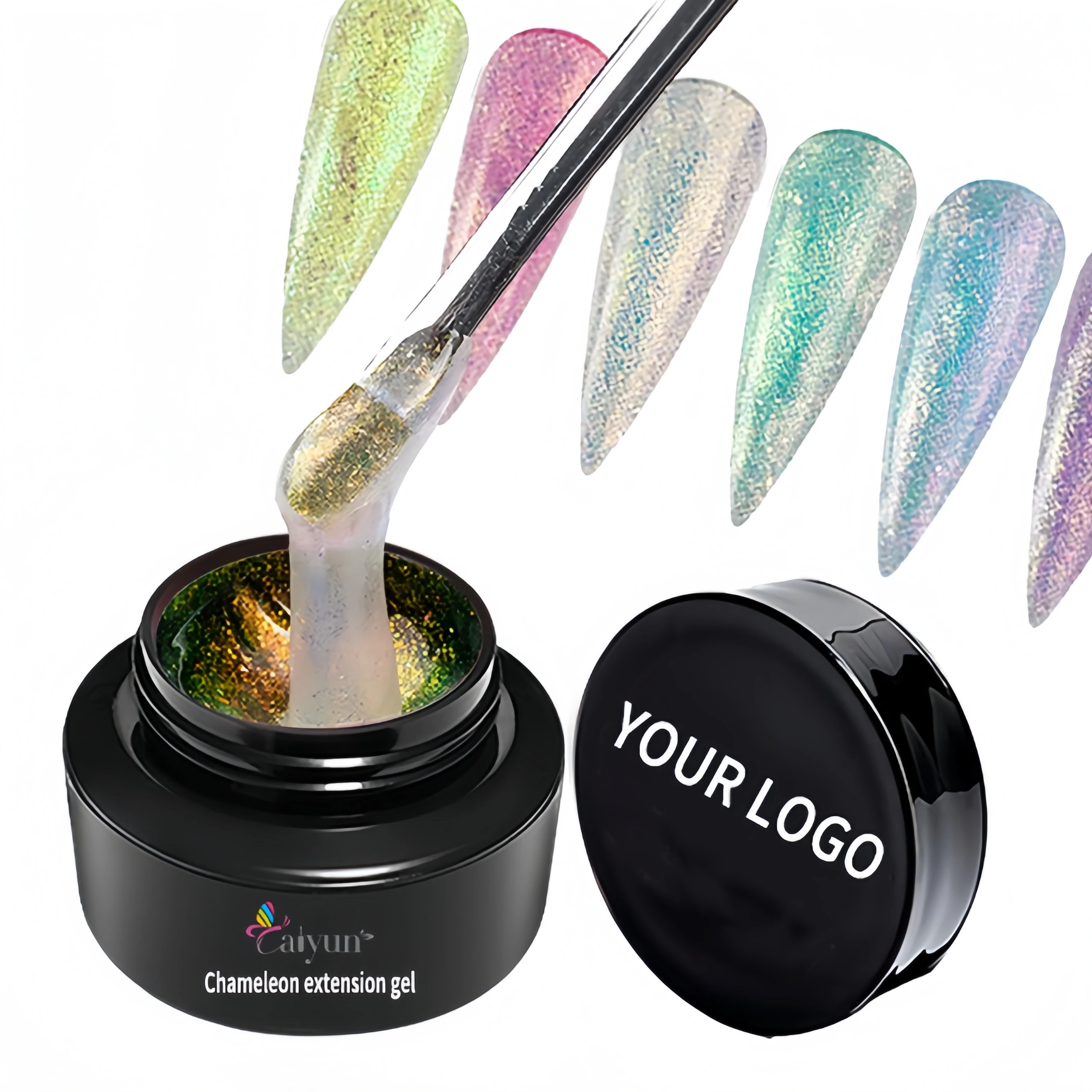 Private Label New Chameleon Glitter Colors Quick Sculpting Nail Extension Self-leveling No Hot UV/LED Extension Gel