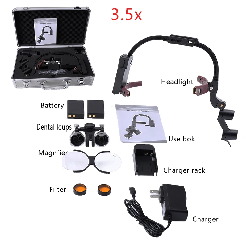 Dental LED Headlight With 2.5X /3.5X Dental Loupes Dental Lab For  Dentist Surgery Operation Lamp Oral Others Medical Instrument
