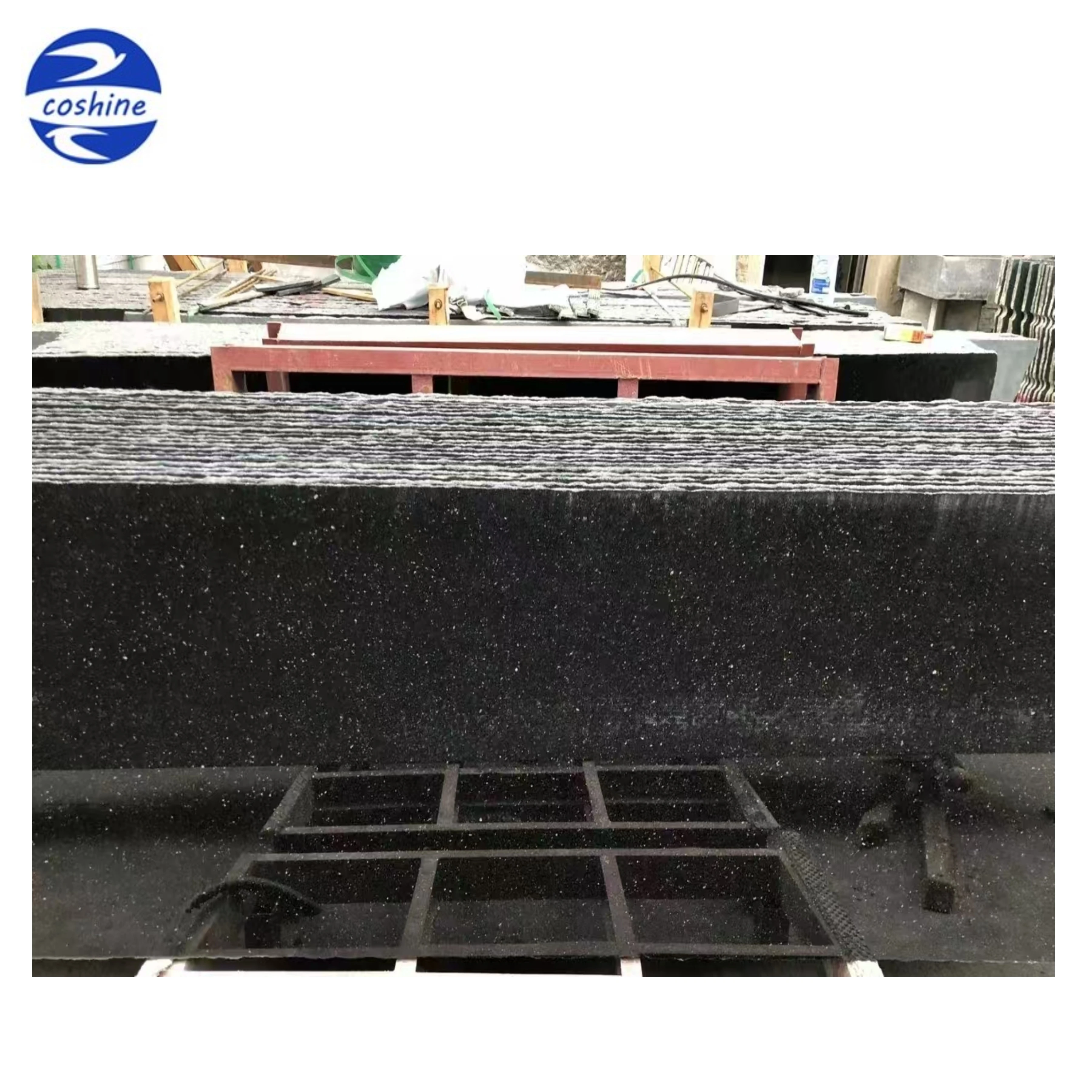 Natural Black Granite Polished Black Galaxy Granite Half Slabs Black Granite Stone For Countertops