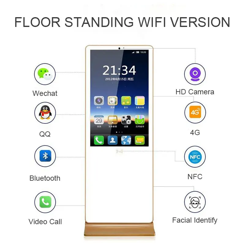 Smart Lcd Floor Stand Digital Signage Advertising 55 Inch Display Screen For Supermarket