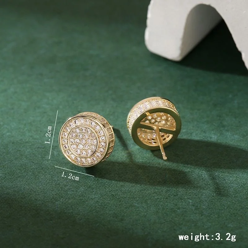 Moyamiya micro full paved CZ zircon rhinestone fashion earring men hip hop studs