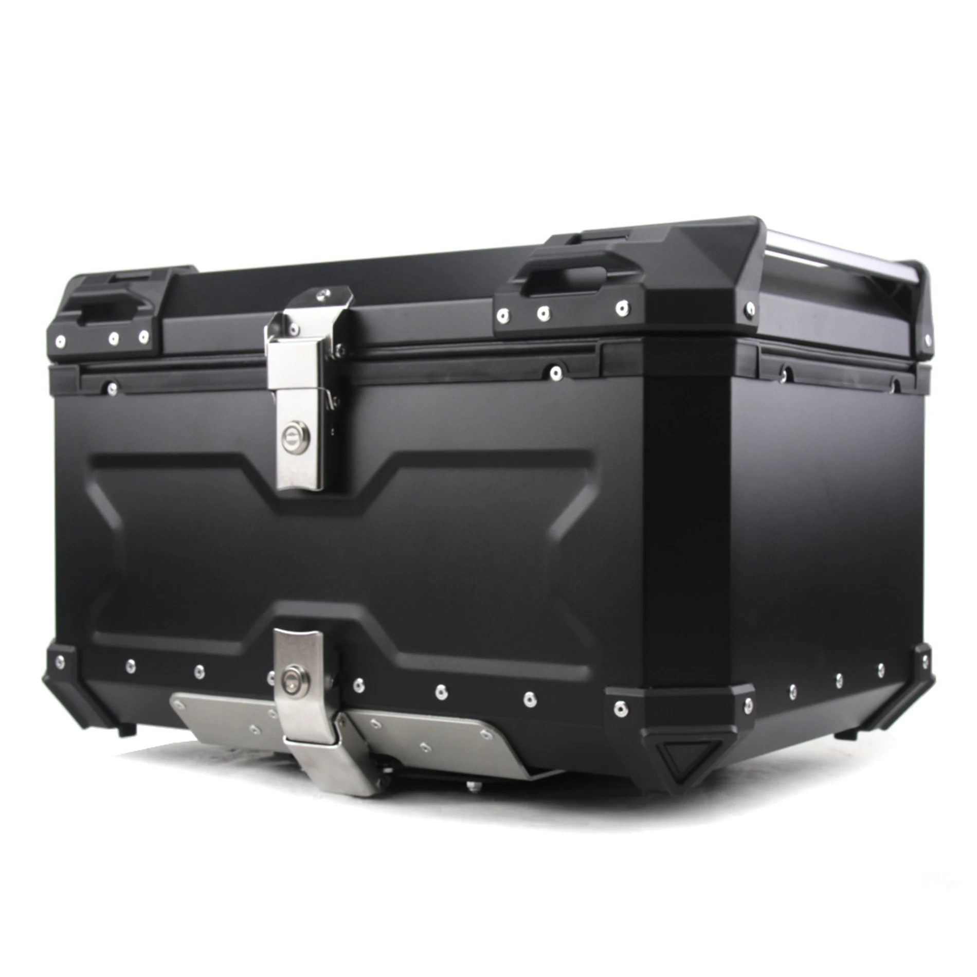 55L  Motorcycle Tail Box Aluminum Black/Silver With Linier Larger Motorcycle Trunk