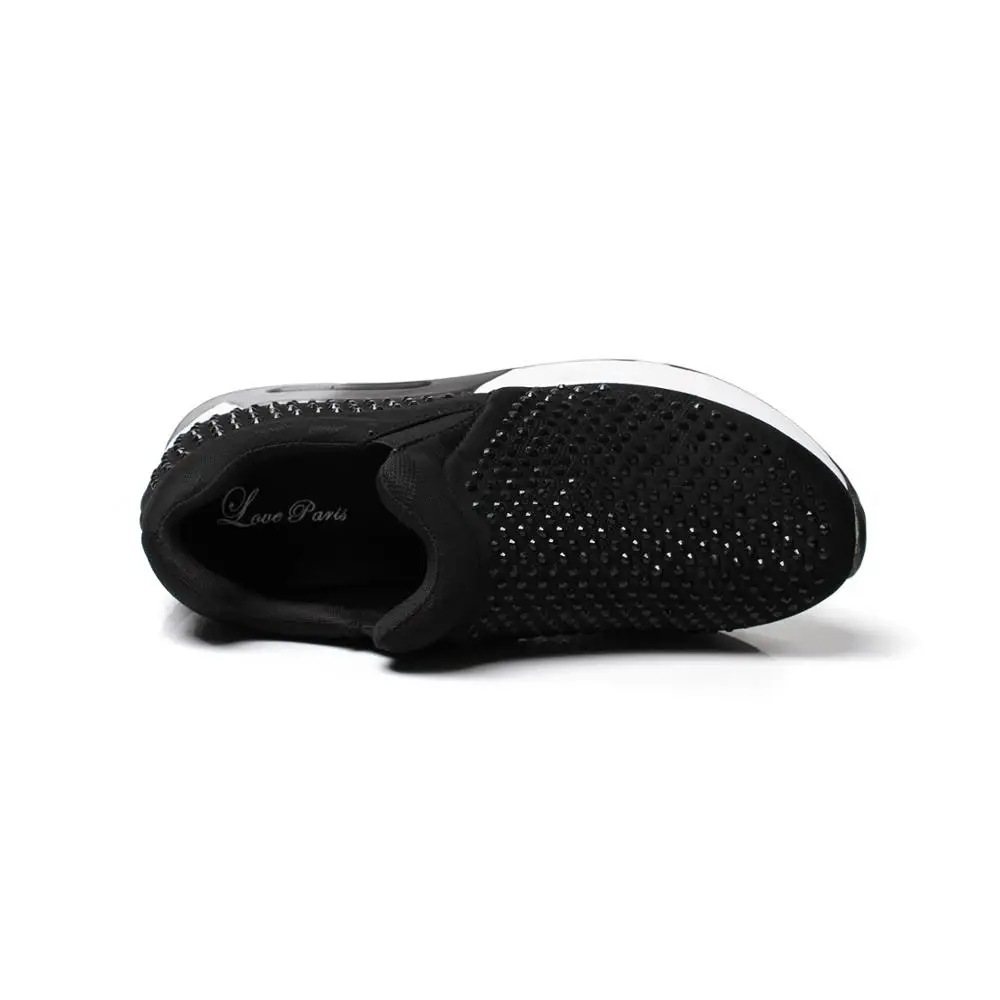 
2020 Wholesale Ladies Fashion Tennis Walking Sneakers Women Casual Slip On Flat Rhinestone Shoes 