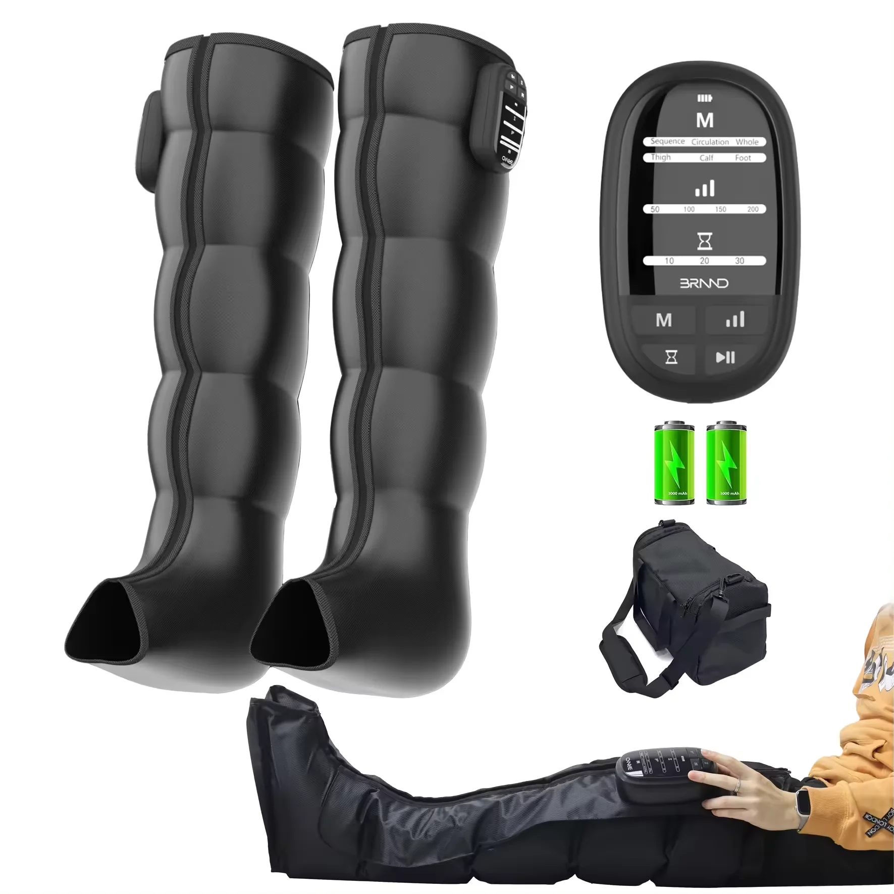 Latest Leg Massager With Battery Rechargeable Digital Air Compression Leg Recovery System Sports Heated Recovery Massage Boots