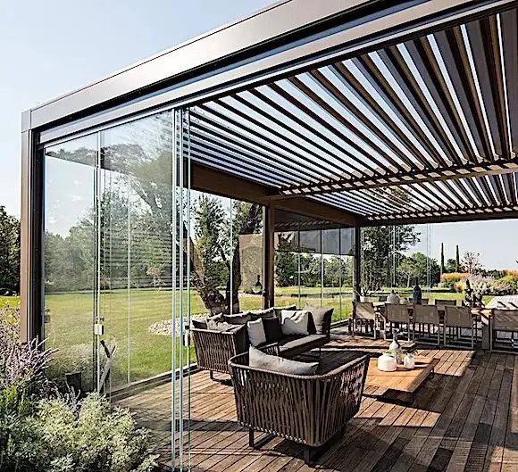 ALUFRONT high quality Opening Roof Panel Aluminum Profile Louver Pergola