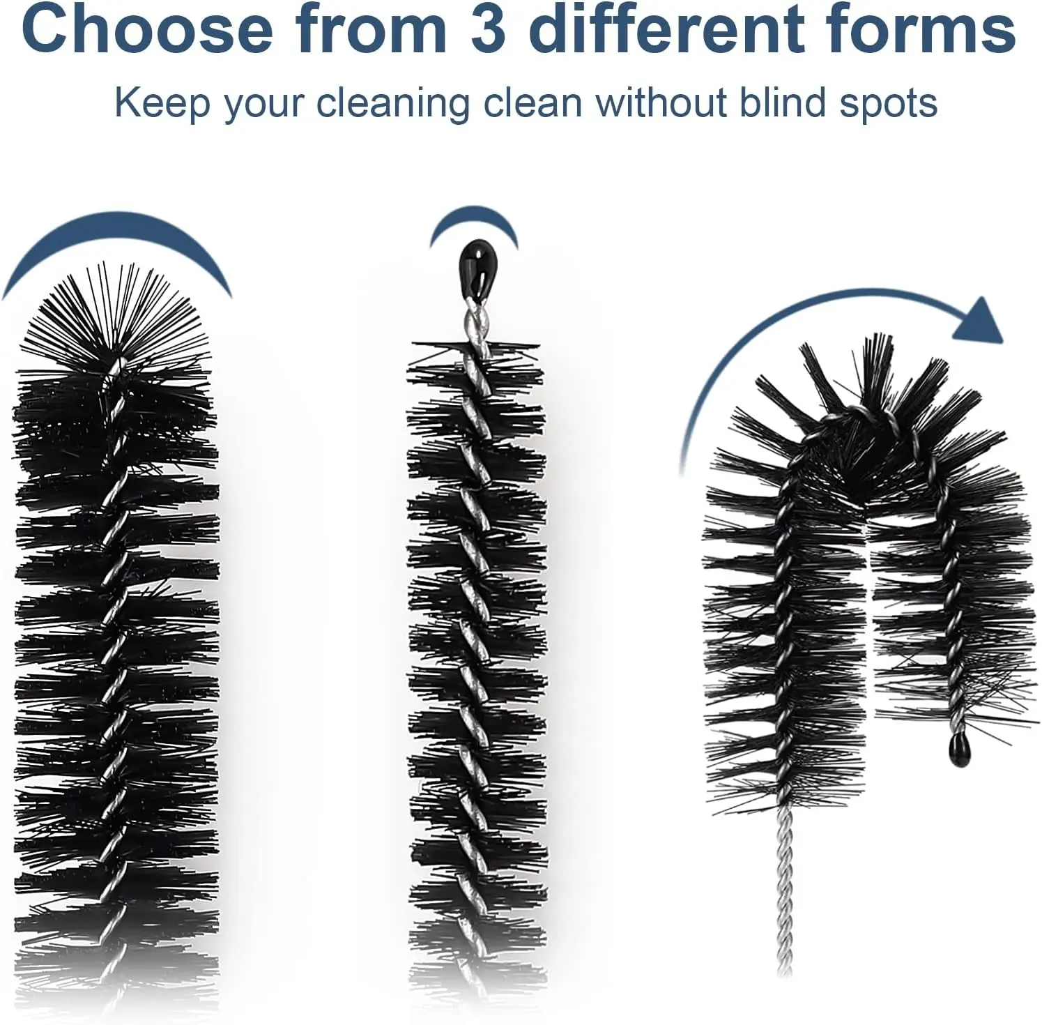 61-Inch Stainless Steel Double-Ended Hose Brush 8.2-Inch Nylon Long CPAP Tube Cleaning Brush Flexible Drain Straw Cleaner Brush