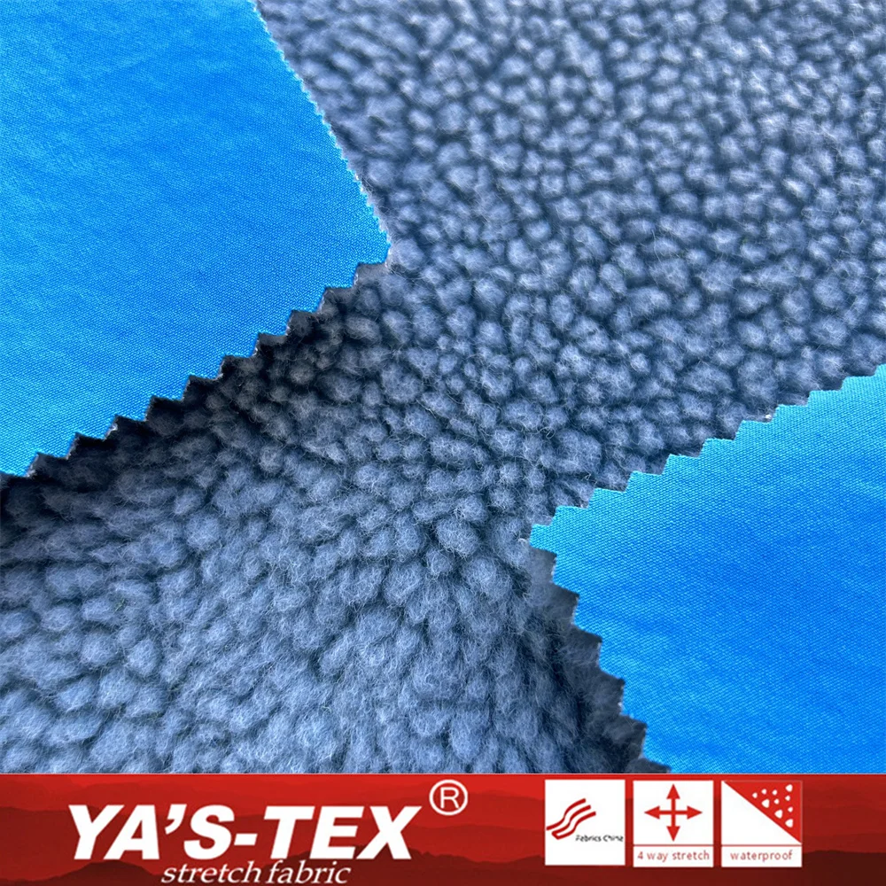 Waterproof 2 layers softshell fabric Polyester 4 way stretch fabric bonded Polyester Berber Fleece Camo Fleece sherpa fabric