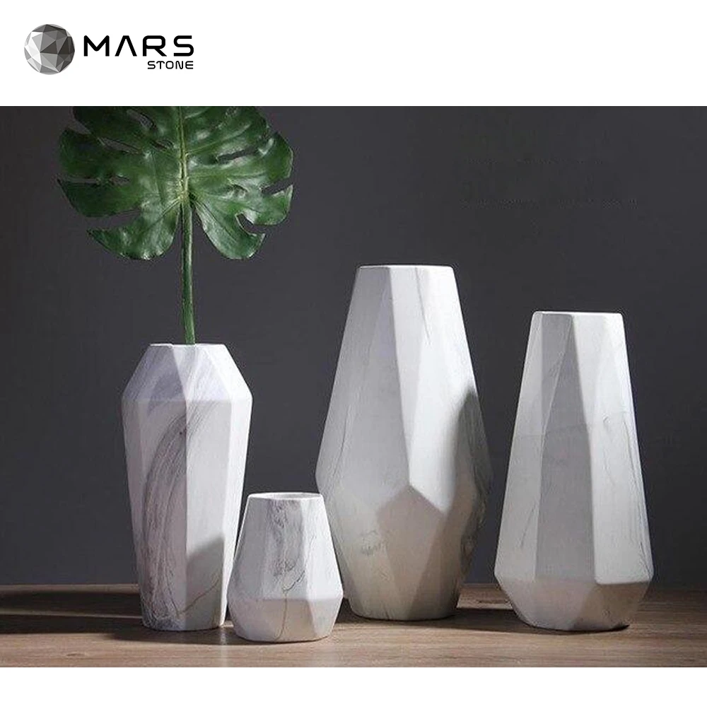 Custom Design Natural Stone Vases Home Decoration White Marble Small Vases For Centerpieces