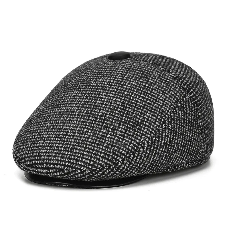Wholesale Classical Stripped Flat Ivy Cap Winter Newsboy Flat Peaked Beret Cap For Men