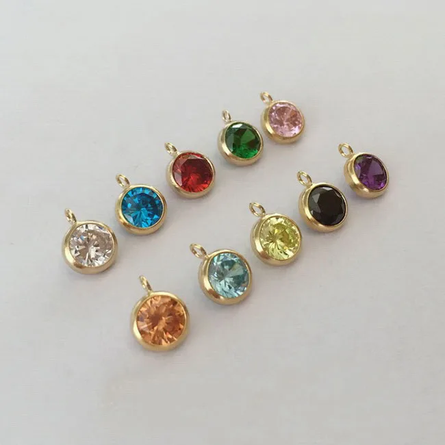 Wholesale Non Tarnish Simple design 4mm 6mm 14K gold filled 12 Birthstone lucky charms