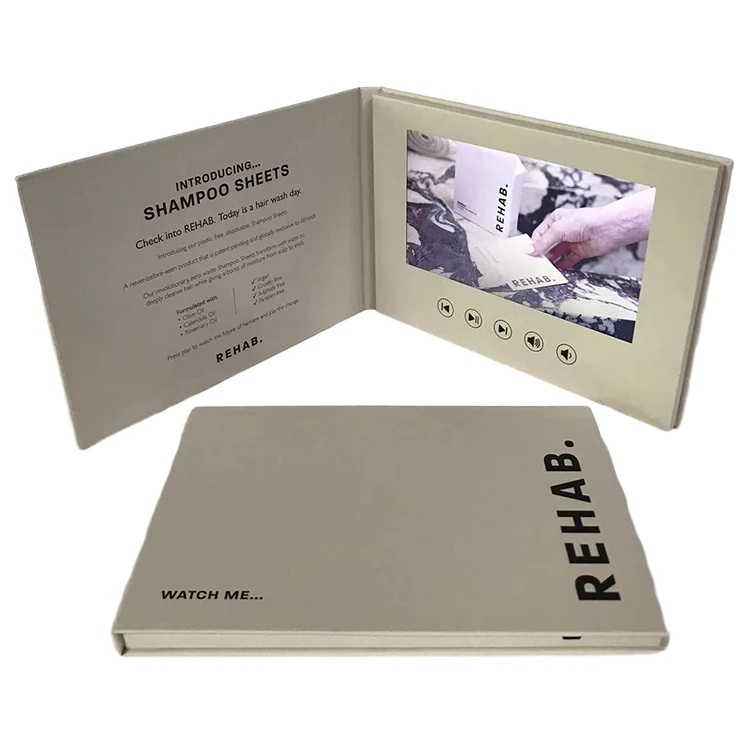 Wholesale lcd Video Greeting Card 7inch ips Hardcover Wedding Video Book a5 Brochure Video for Business Marketing