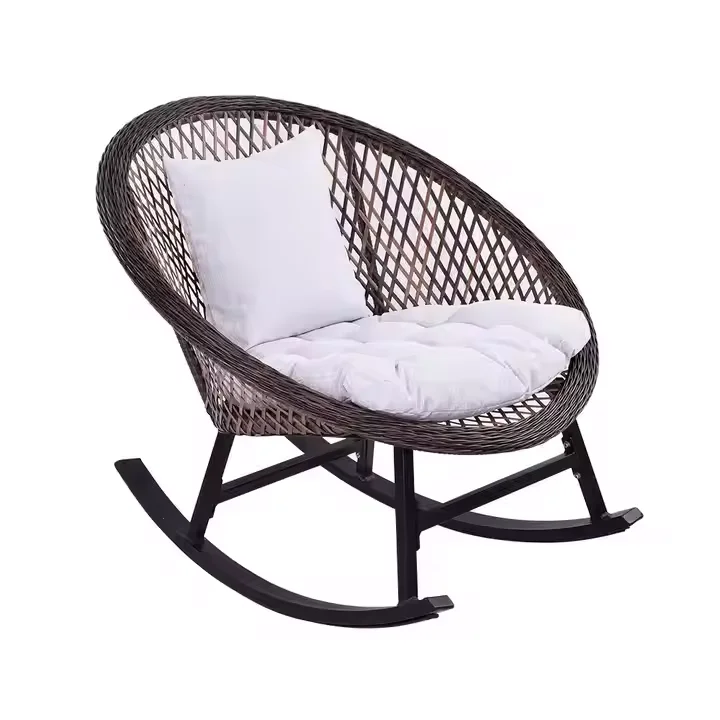New design indoor / outdoor PE rattan rocking chair garden modern round chair