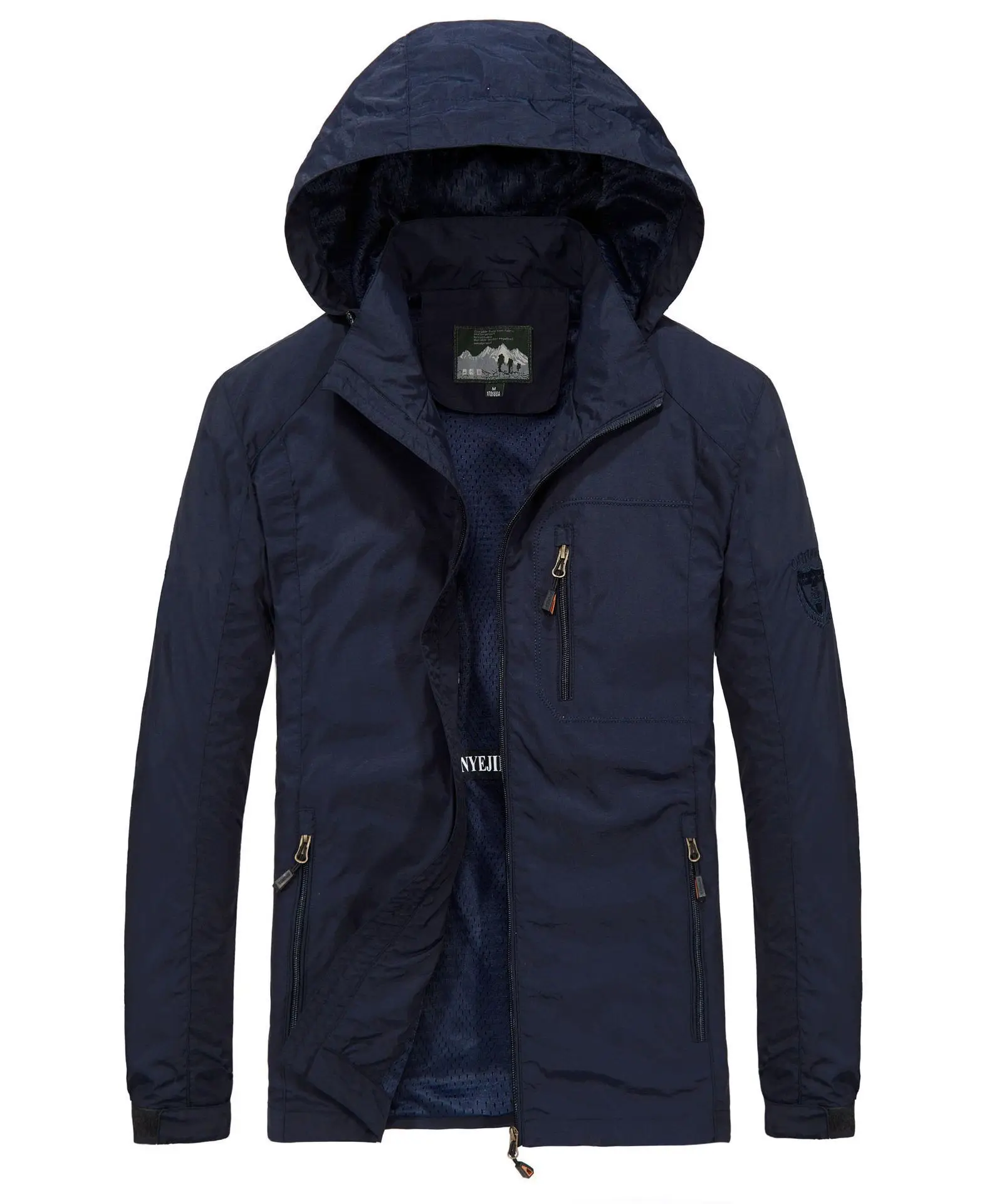 Hot Sell Polyester Nylon Sports Windproof Waterproof Outdoor Light Men Plain Windbreaker Jacket