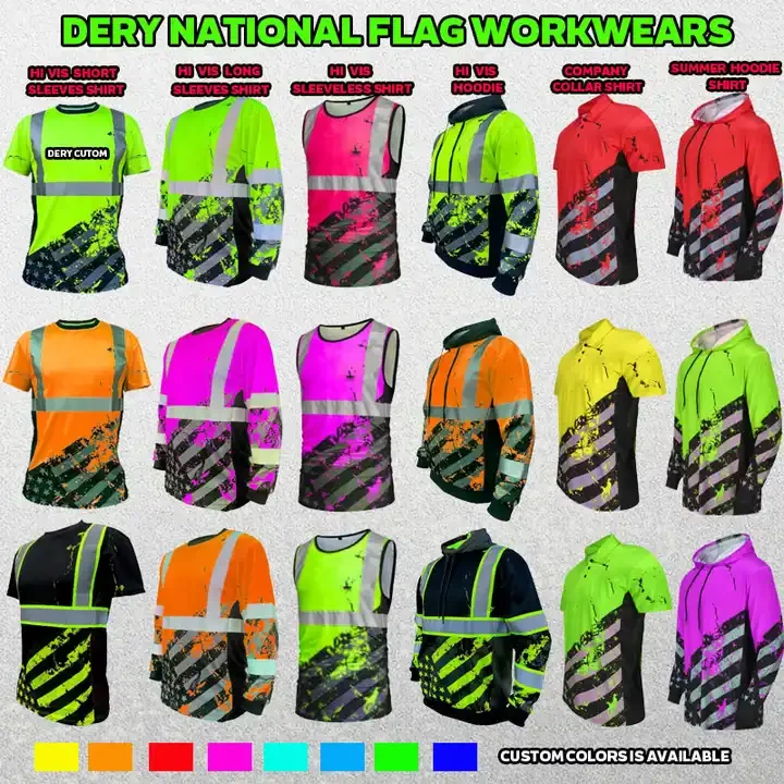 Lightweight UPF 50 Long Sleeve Hoodie T Shirts UV Sun Protection Hooded Fluorescent American Grit Flag Fishing Shirt