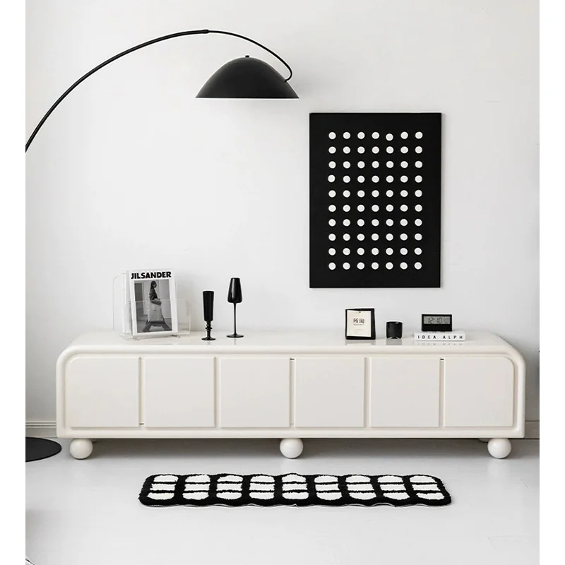 Nordic INS minimalist furniture sideboard recycled wood tv cabinet modern cream white living room furniture cabinet wood cabinet