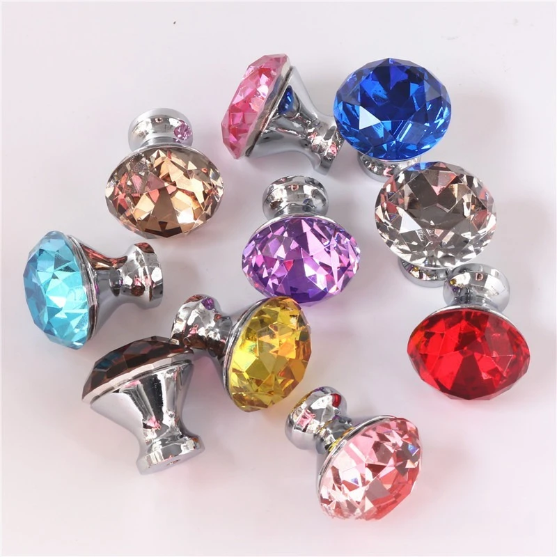 Manufacturers wholesale crystal diamond drawer handle single-hole cabinet door handle furniture crystal handle