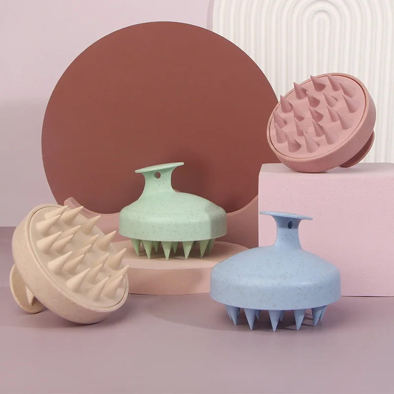 Private Logo Wheat Straw Detangling Brush Set Detangler Hair Brush with Wheat Straw Shampoo Brush Scalp Massager with Bag Pack