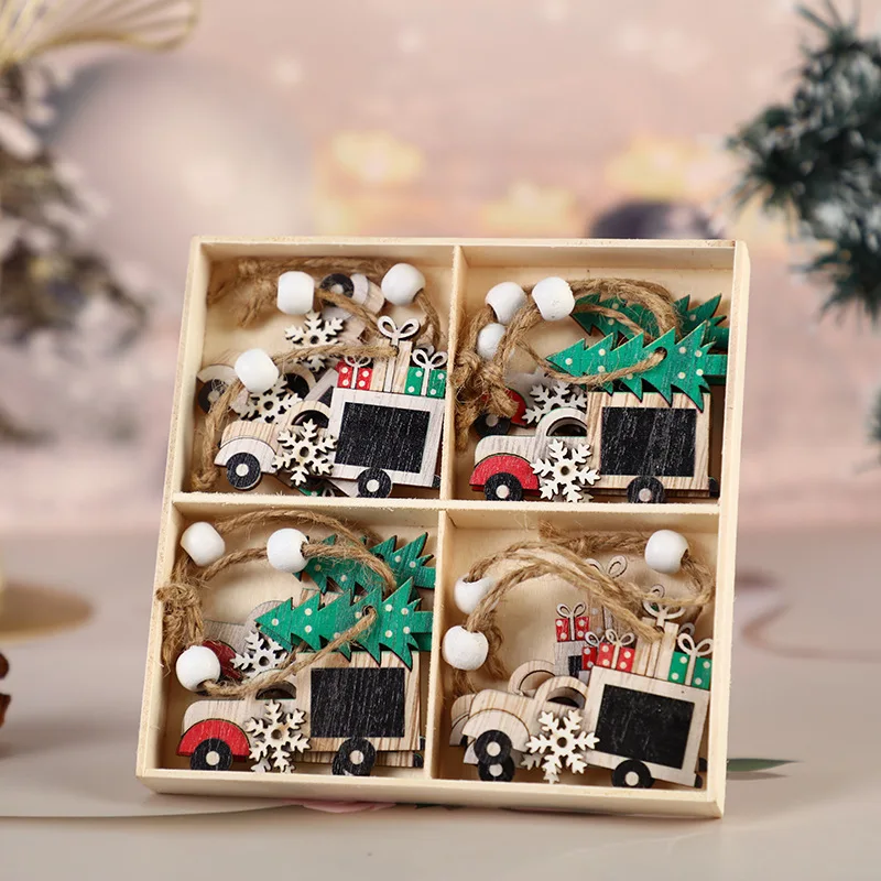 Christmas supplies props painted lovely angel and christmas elk Christmas gifts wooden pendant