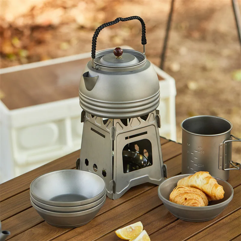 Titanium Kettle Portable Camping Tea Coffee Pot Outdoor Boiling Water Kettle for Camping Picnic Fishing Backpacking