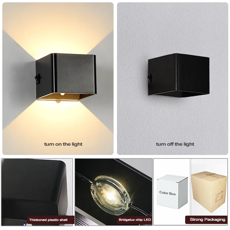 Ip20 Plastic Abs Adjustable Black Rechargeable Indoor Wall Lights Bedside Lamp Interior Wall Lights For Home