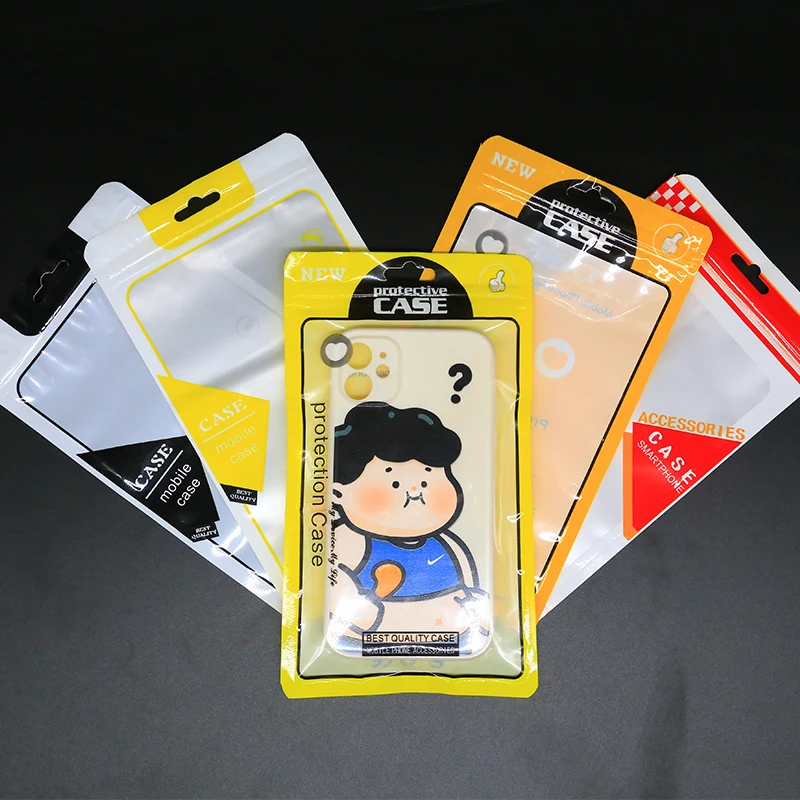 Custom Three Side Seal Clear Zipper Bag Plastic Material Mobile USB Cable Phone Case Packaging Reusable Ziplock Bag