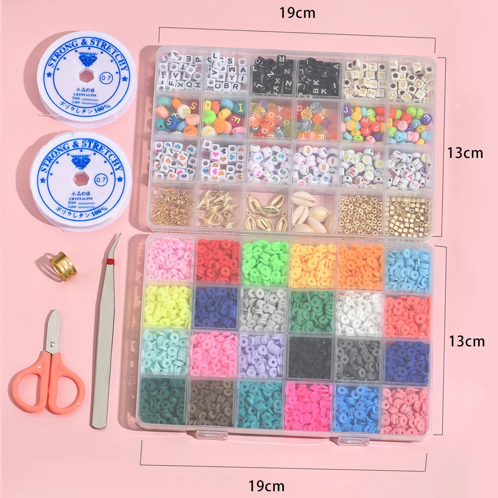 Wholesale 48Colors Letter Beads Sets in Bulk Beaded Jewelry polymer clay Fit Jewelry Making DIY Bracelet Necklace