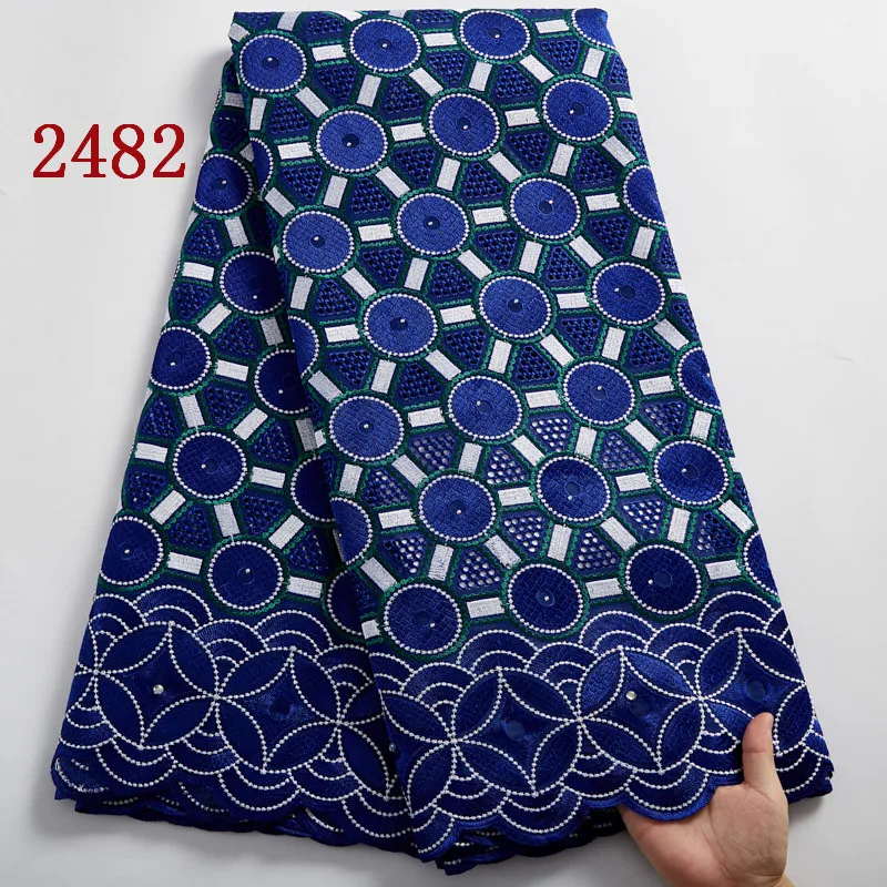 2482 оптовая продажа нигерийская хлопчатобумажная ткань с вышивкой африканская швейцарская кружевная для свадебного платья